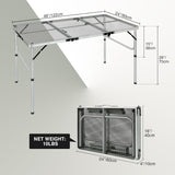 REDCAMP 48x24 Long Folding Grill Table for Outside, Lightweight Portable Metal Aluminum Outdoor Grill Table with Adjustable