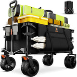 Navatiee Big Wheels Collapsible Wagon Cart Foldable, Heavy Duty Beach Wagon with Silent All-Terrain Wheels, Folding Utility