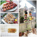 23.6" Large Size Kabob Skewers Flat Metal BBQ Barbecue Skewer Wooden Handle Stainless Steel Shish Kabob Stick Wide Reusable