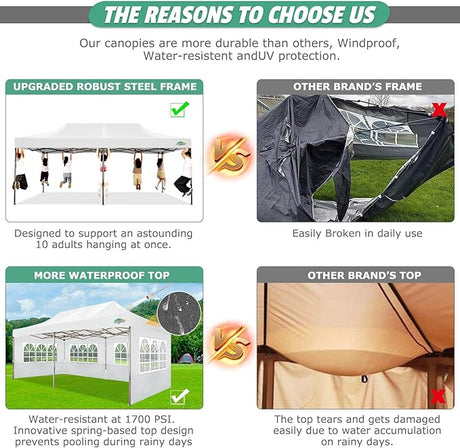 COBIZI 10x20 Pop Up Canopy Tent Heavy Duty with 6 Removable Sidewalls, Commercial Heavy Duty Pop Up Tent for Parties All