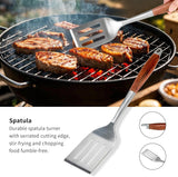 FJNATINH Heavy-Duty Grilling Accessories Rose Wooden BBQ Grilling Tools Set,Outdoor Grill Set with Spatula, Fork &