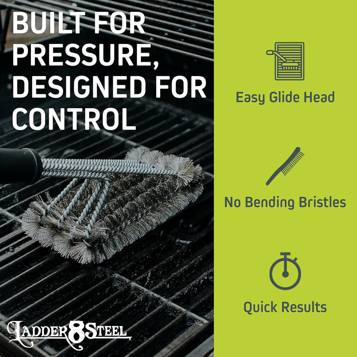 Heavy Duty Grill Brush for Outdoor Grill - Safe Grill Brush Designed by Firefighter | Barbecue Grill Brush & BBQ Brushes for