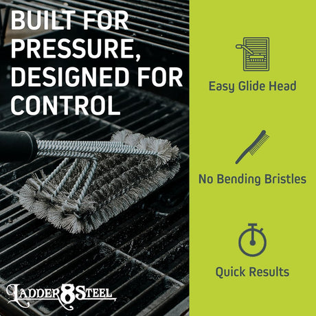 Heavy Duty Grill Brush for Outdoor Grill - Safe Grill Brush Designed by Firefighter | Barbecue Grill Brush & BBQ Brushes for