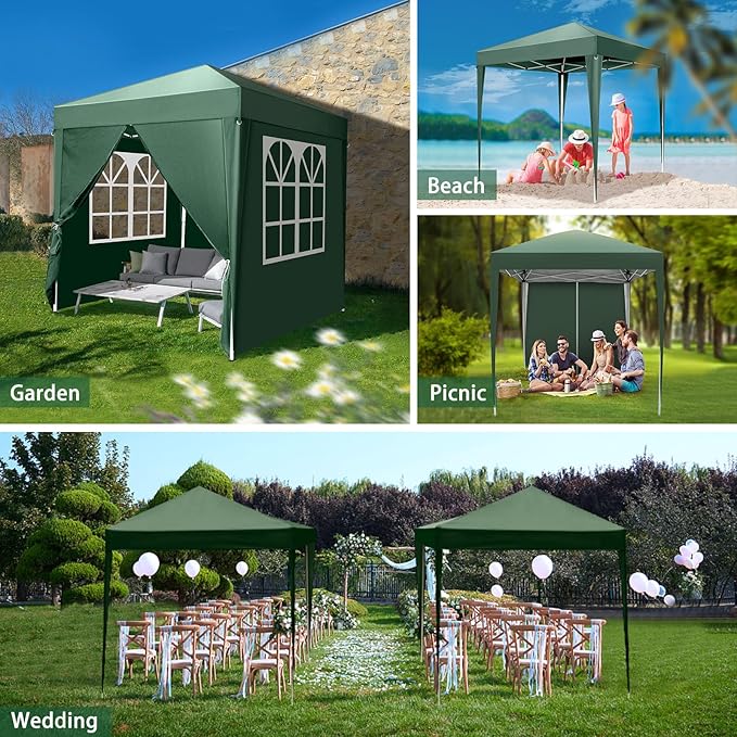 Outvita 6.5x6.5ft Pop Up Canopy Tent, Outdoor Instant Shelter Folding Canopy with 4 Side Walls and Carry Bag for Commercial