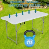 4FT Folding Table, Height Adjustable Table, Heavy Duty Plastic Tables Portable Fold-in-Half Utility Table w/Handle & Lock