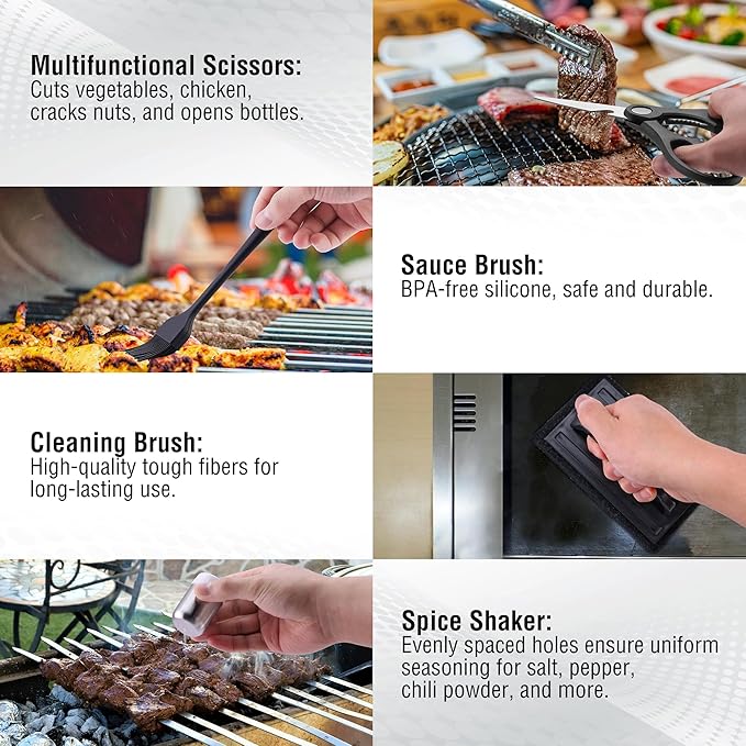 128 PCS Griddle Accessories Kit - Premium Flat Top Grill Accessories Set for Blackstone & Camp Chef, Stainless Steel BBQ
