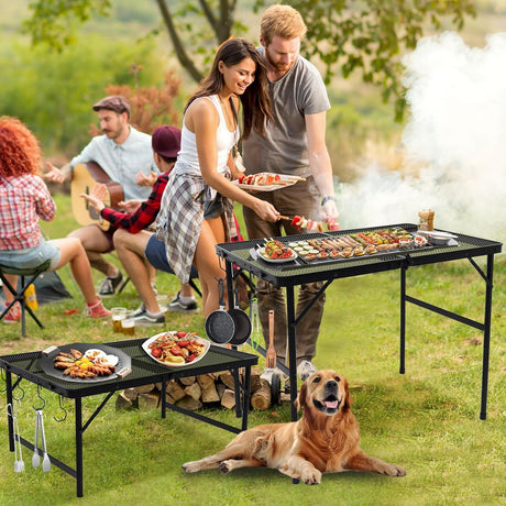 Outdoor Grill Camping Folding Table 3 Ft, Aluminium Picnic Table - Portable, Lightweight, Compact & Height Adjustable