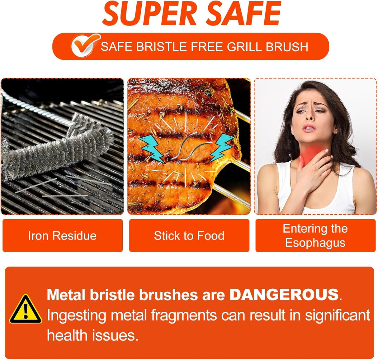Grill Brush for Outdoor Grill Bristle Free BBQ Cleaner Brush with Durable Scraper for Cast Iron or Stainless-Steel Grates