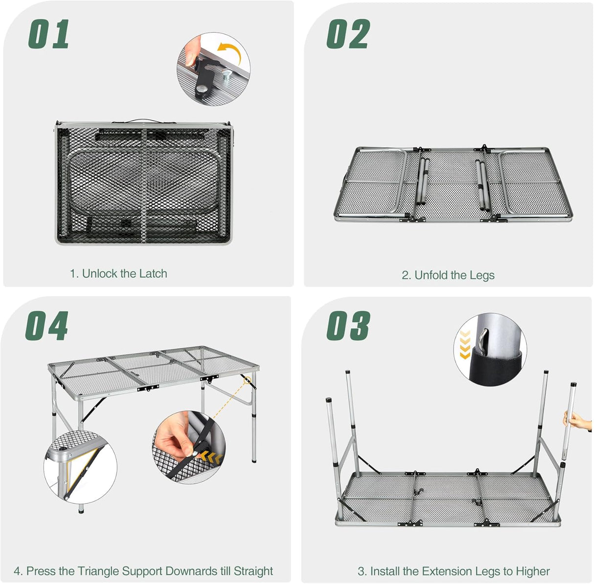 RedSwing Portable Grill Table for Outside, Aluminum Folding Grill Stand Table for Outdoor Camping Picnic BBQ, Lightweight