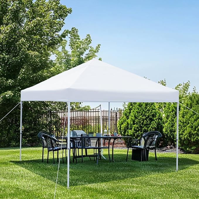 Amazon Basics Outdoor Pop Up 10 x 10 Canopy Tent for Events, Portable with Easy Setup, One-Push, Includes Wheeled Carry Bag,