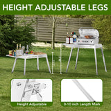 Food Grade 304 Stainless Steel BBQ Grill Table fits Tabletop Griddle, Outdoor Grill Table with 4 Foldable Legs, Portable