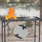 Folding Grill Table, Aluminum Camping Table Adjustable Height Max 27.5" Picnic Table Outdoor Table, Lightweight, Portable