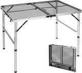 REDCAMP 36x24 Folding Grill Table for Outside, Lightweight Portable Metal Aluminum Outdoor Grill Table with Adjustable