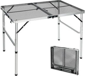 REDCAMP 36x24 Folding Grill Table for Outside, Lightweight Portable Metal Aluminum Outdoor Grill Table with Adjustable