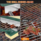 Grill Brush Bristle Free with Scraper,22" Extra Long Steam Grill Brush for Outdoor Grill,Replaceable Cleaning Head,Safe