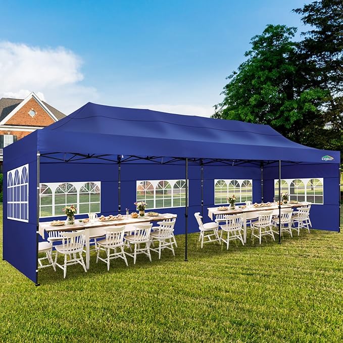 COBIZI 10x30 Pop up Canopy Tent 10x30 Canopy with Sidewalls, Heavy Duty Party Tent Tents for Parties, Foldable UPF 50+