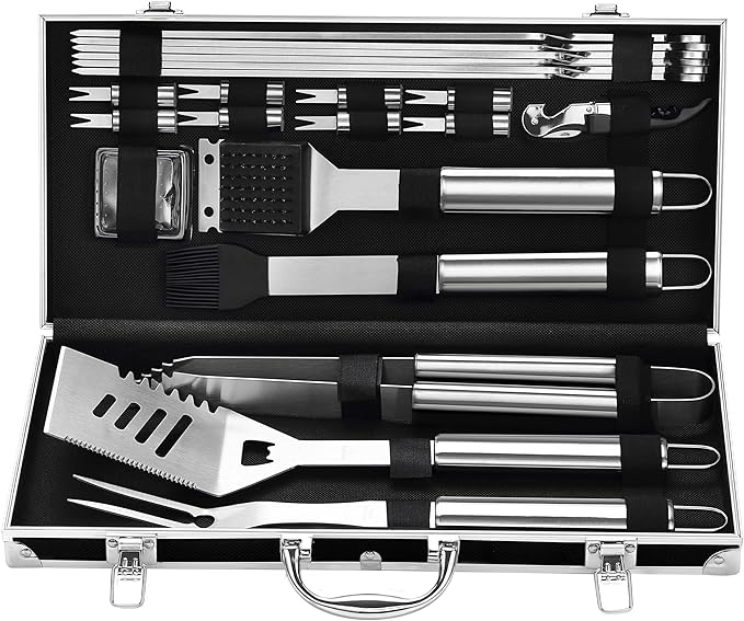 Grilljoy BBQ Accessories Grill Tools Set - 22PCS Stainless Steel Barbecue Grill Accessories for Outdoor Grill with Black