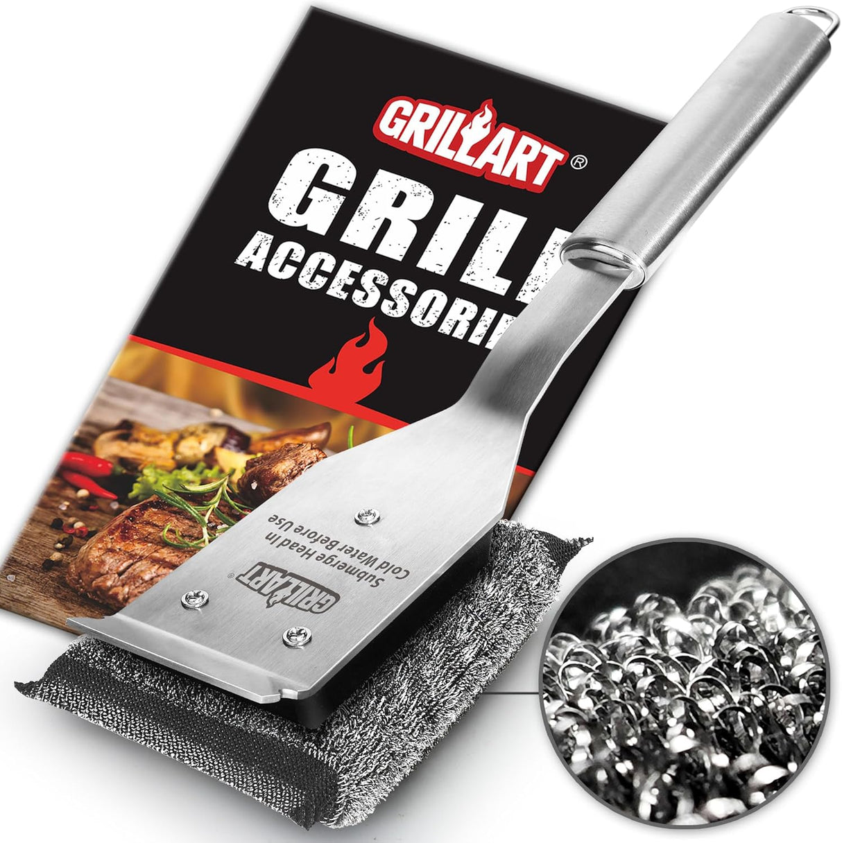 GRILLART Grill Brush Bristle Free, Safe Grill Brush for Outdoor Grill, SteamWizards BBQ Grill Cleaning Brush Kit,