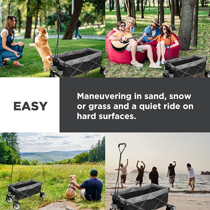 Creative Outdoor Push Pull Hauler Wagon for Kids, 200lbs Weight Capacity, All-Terrain Collapsible and Portable Folding Cart,