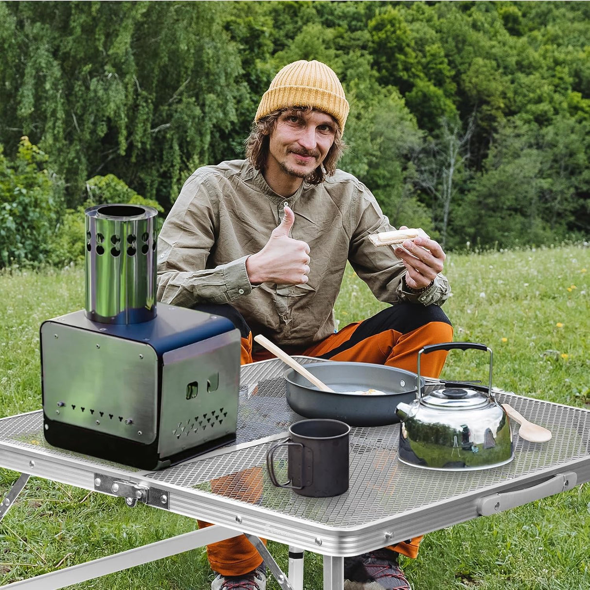 Square Folding Table, Easy for Storage, Compact and Portable Picnic Table for Grill, Outdoor Camping, Garden, Patio, Dining,