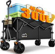 300L Extra Large Collapsible Foldable Wagon, 440lbs Load Capacity 48''L Extended Heavy Duty Folding Beach Wagon with Big