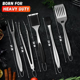 PURPLEBIRD Grill Set for Outdoor Grill 6 pcs - Heavy Duty Grilling Tools Set with Extra Long Handle, Stainless Grilling