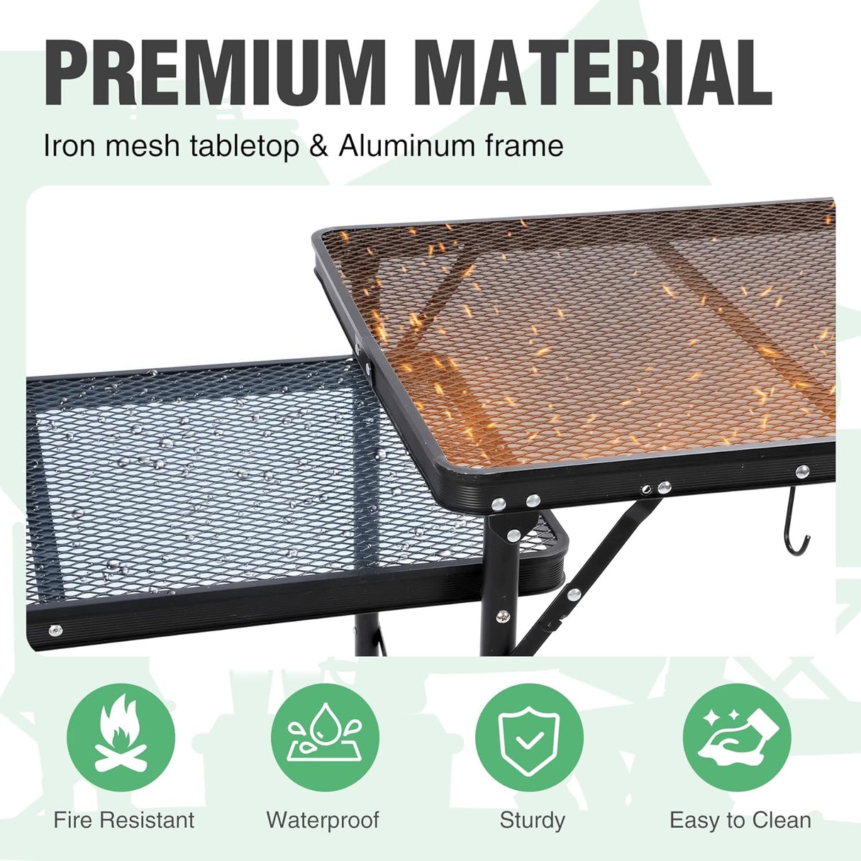 RedSwing Folding Grill Table with Sink and Double Shelf, Multifunctional Portable Grill Stand Table for Outdoor Camping