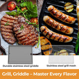 R.W.FLAME Premium 3 Burner Tabletop Propane Gas Grill Stainless Steel Portable Outdoor BBQ Grill with Griddle,24,000 BTU