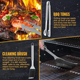 BBQ Grill Tools Set 16-inch Heavy Duty, 3 Pcs - Barbecue Utensils Kit for Camping, Kitchen, Outdoor Cooking,Suitable as a