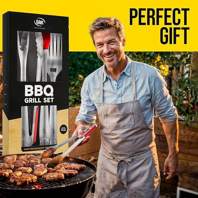 Kaluns BBQ Grilling Accessories, Grilling Gifts for Men Dad, Grill Tools for Outdoor Grill, Heavy Duty Stainless Steel Grill