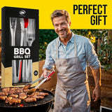 Kaluns BBQ Grilling Accessories, Grilling Gifts for Men Dad, Grill Tools for Outdoor Grill, Heavy Duty Stainless Steel Grill