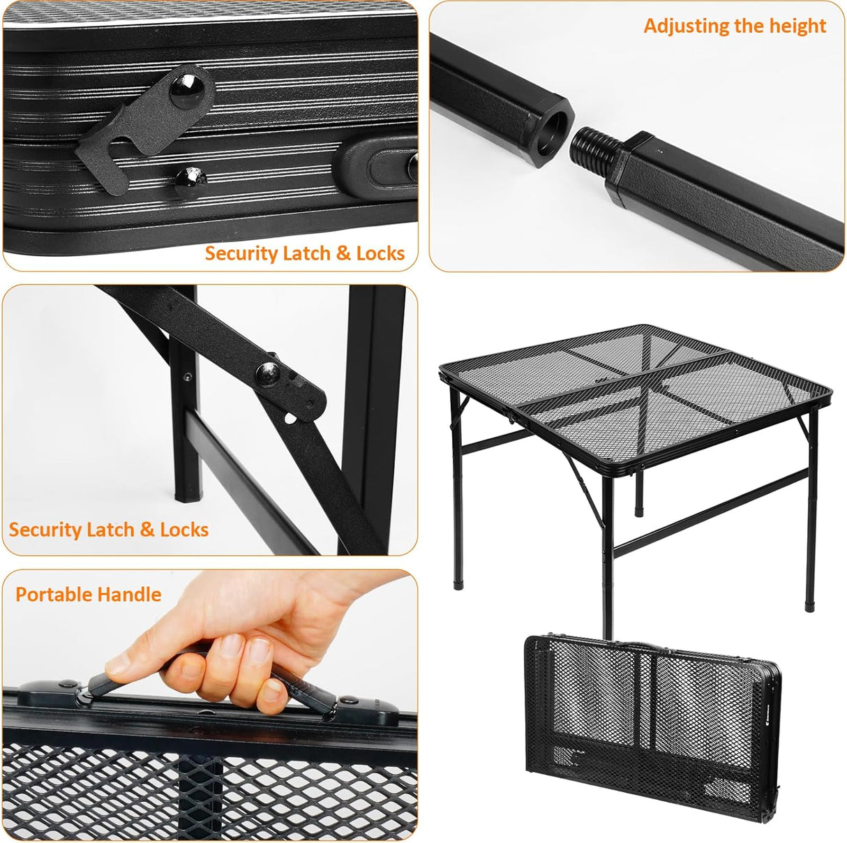 Square Folding Table, Easy for Storage, Compact and Portable Picnic Table for Grill, Outdoor Camping, Garden, Patio, Dining,