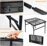 Square Folding Table, Easy for Storage, Compact and Portable Picnic Table for Grill, Outdoor Camping, Garden, Patio, Dining,