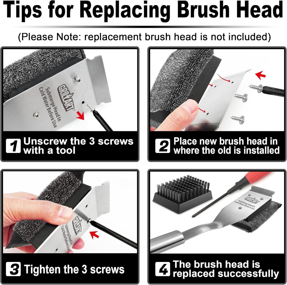 GRILLART Grill Brush Bristle Free, Safe Grill Brush for Outdoor Grill, SteamWizards BBQ Grill Cleaning Brush Kit,