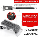 KITCHEN PERFECTION Safe Wire Grill Brush for Outdoor Grill w/Grill Scraper & Grill Mat Grill Cleaning Kit -Extended Handle