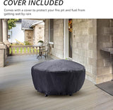 NATURAL EXPRESSIONS 32 Inch Large Fire Pit with 2 Grills, Outdoor Wood Burning Fire Pit with Cooking Grate, Lid, Poker and