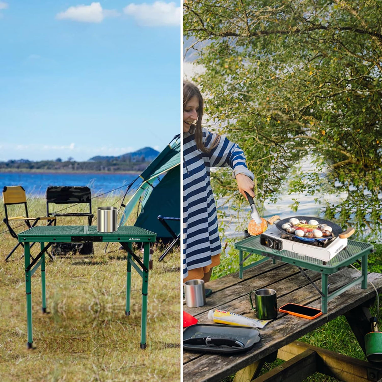 Small Folding Table, Easy for Storage, Compact and Portable Picnic Table for Grill, Outdoor Camping, Garden, Patio, Dining,