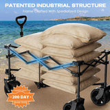 Collapsible Wagon Cart Heavy Duty Foldable, Folding Beach Wagon with Big Wheels for Sand, Utility Grocery Cart with Side