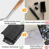 18” Steam Grill Brush Bristle Free,with Extended Luxurious Acacia Wood Handle,Safe Grill Cleaner for Outdoor