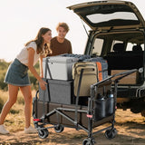 LEVELEVE Heavy Duty Folding Wagon - 2-in-1 Collapsible Cart, 400lb Capacity, All-Terrain Wheels w/Brakes & Side Pockets