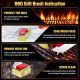 Grill Brush Bristle Free for Outdoor Grill, Steam Grill Cleaning Brush Replaceable BBQ Cleaner Brush Head,Extended Handle,