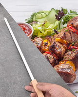 17-Inch Long Flat BBQ Skewers, HONSHEN Brazilian-style Stainless Steel 3/8 Inch Wide Blade with hardwood Handle barbecue