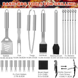 Grilljoy BBQ Accessories Grill Tools Set - 22PCS Stainless Steel Barbecue Grill Accessories for Outdoor Grill with Black