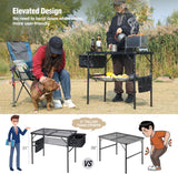 REDCAMP Folding Portable Grill Table with Sink for Outside, Lightweight Aluminum Metal Grill Stand Picnic Table for Camping