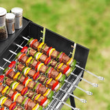 Kabob Skewers 14" Stainless Steel Long BBQ Barbecue Skewers, Flat Metal Kebob Sticks Wide Reusable Grilling Skewers for Meat