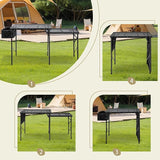 REDCAMP Portable Grill Table with Sink for Outside, Lightweight Aluminum Frame Folding Grill Stand Table with Adjustable