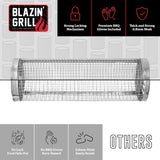 BLAZIN' GRILL Rolling Grill Basket | Rolling Grilling Baskets for Outdoor Grilling 2 Pcs | Barbecue Grill Set with BBQ