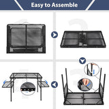 REDCAMP 36x24 Folding Grill Table for Outside with 2 Side Tables, Lightweight Portable Metal Aluminum Outdoor Grill Table