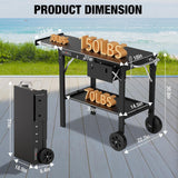Outdoor Grill Table, Folding Grill Cart with Pull-out Side Table, Blackstone Griddle Stand, Fit 17 Inch Or 22 Inch,