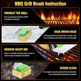 Grill Brush Bristle Free for Outdoor Grill, Steam Grill Cleaning Brush Replaceable BBQ Cleaner Brush Head,Extended Handle,